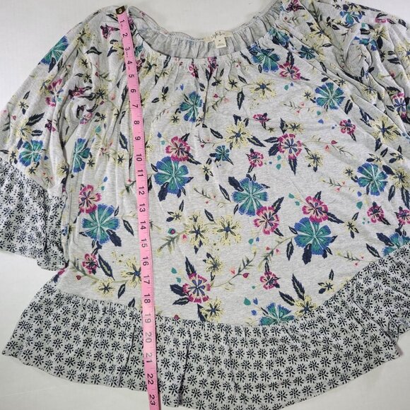 Style & Co Floral Patterned Oversized Blouse With Ruffle Sleeves Size M - Picture 4 of 10